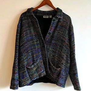 Chicos Design button silk/cotton cardigan.